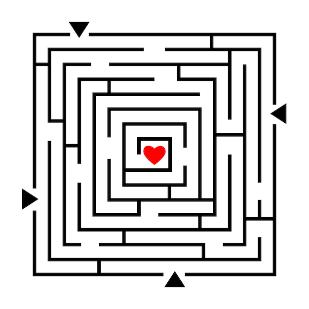 Labyrinth to heart. love maze, how to find your love path