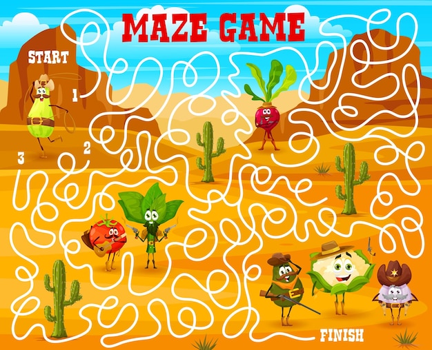 Labyrinth maze game help to sheriff find bandits