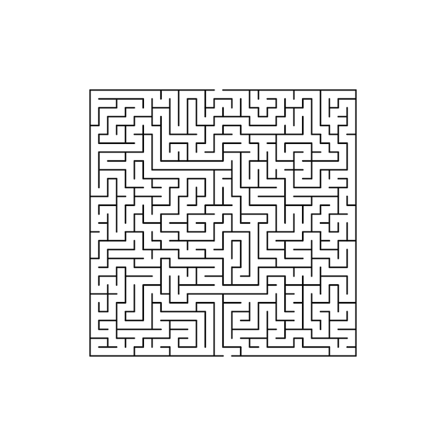 Labyrinth maze game monochrome square isolated