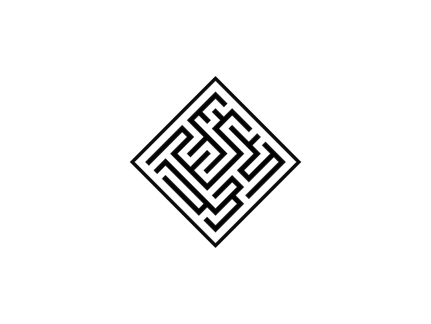labyrinth maze square logo design