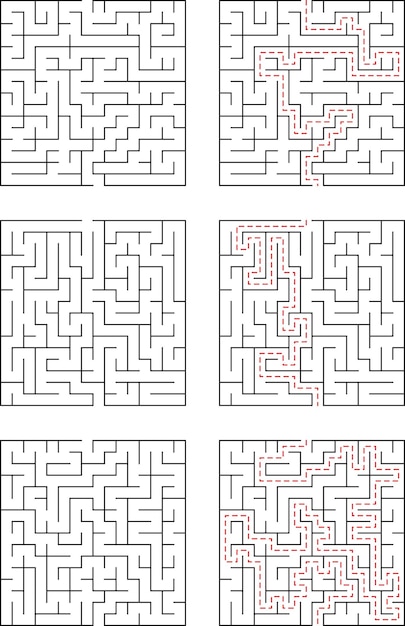 Labyrintoplossingen Vind je weg door de labyrinten