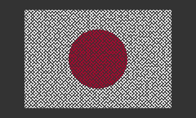 Vector labyrintpatroon japanse vlag op de zwarte achtergrond voor achtergronddecoratie