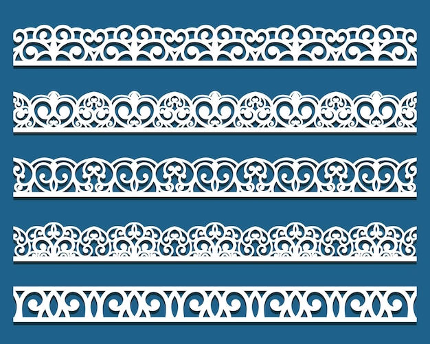 Vector lace pattern elements vintage seamless figured lace borders beautiful wedding lace decoration