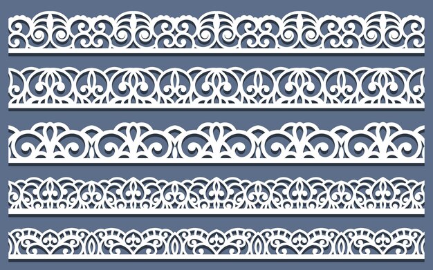 Vector lace pattern elements vintage seamless figured lace borders beautiful wedding lace decoration