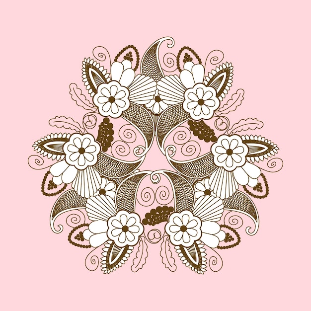 Vector lace pattern with paisley floral elements