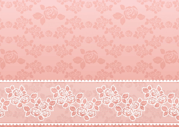 Vector lace rose patern with border