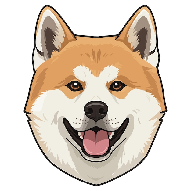 Lachende Akita Inu Hondenhoofd Illustratie