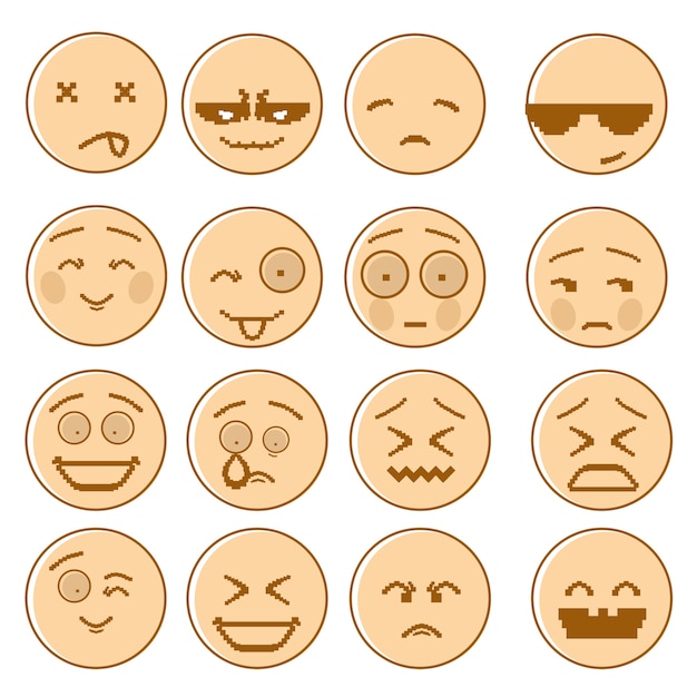 Lachende Cartoon Face Set