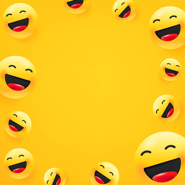 Lachende emoji. Social media bericht achtergrond. Kopieer ruimte