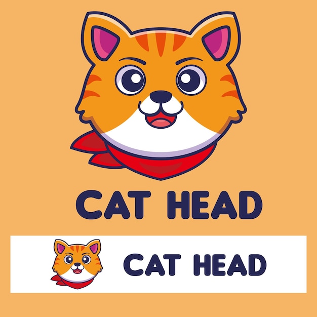 Lachende hoofd kat cartoon mascotte logo ontwerp