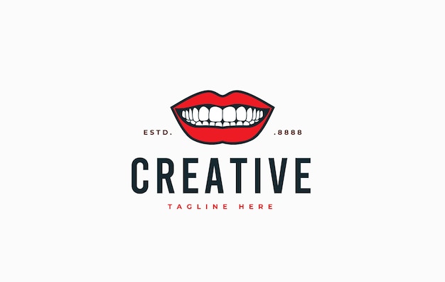 Lachende mond met tanden logo ontwerpsjabloon