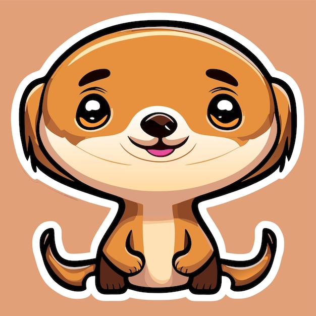 Lachende schattige meerkat hand getekende cartoon sticker pictogram concept geïsoleerde illustratie