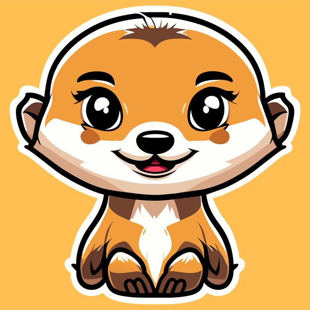 Vector lachende schattige meerkat hand getekende cartoon sticker pictogram concept geïsoleerde illustratie