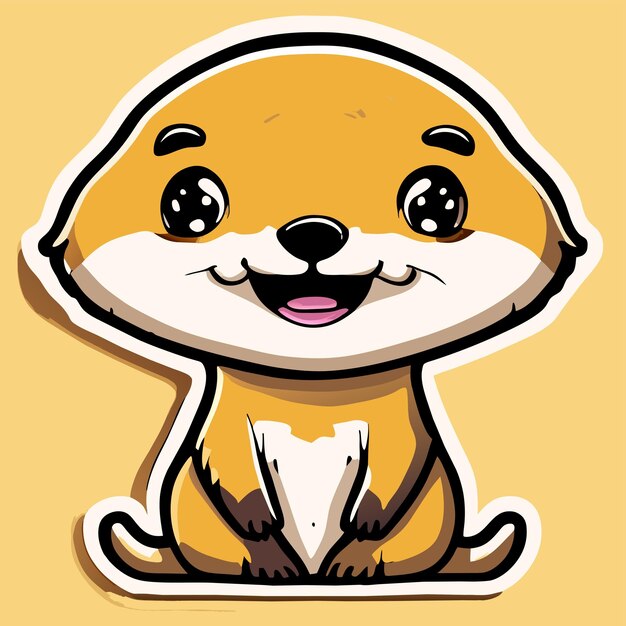 Vector lachende schattige meerkat hand getekende cartoon sticker pictogram concept geïsoleerde illustratie