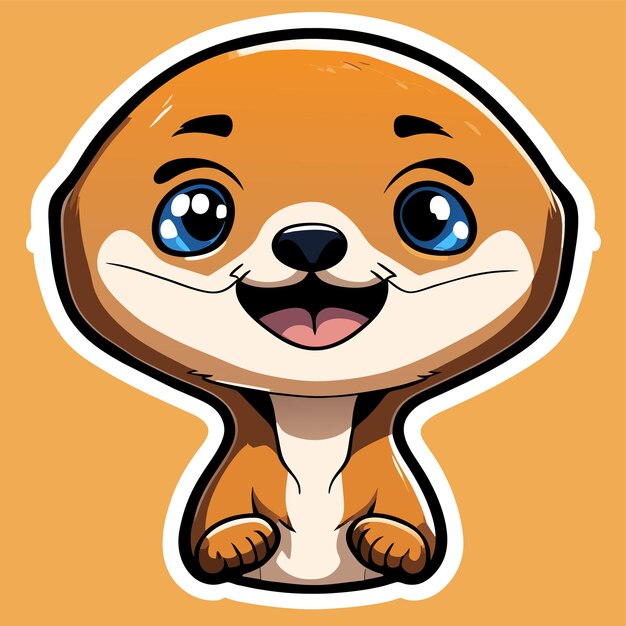 Vector lachende schattige meerkat hand getekende cartoon sticker pictogram concept geïsoleerde illustratie