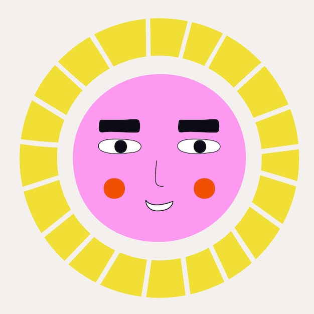 Vector lachende zon abstract personage mascotte ontwerp grappig gezicht schattig iconx9