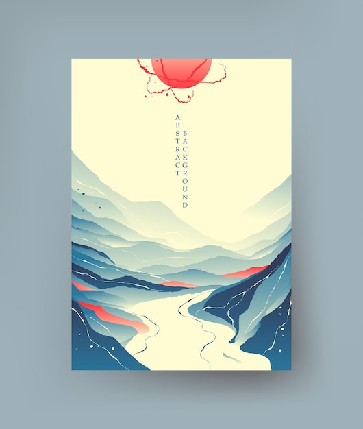 Laconic landscape in oriental style. Vector.