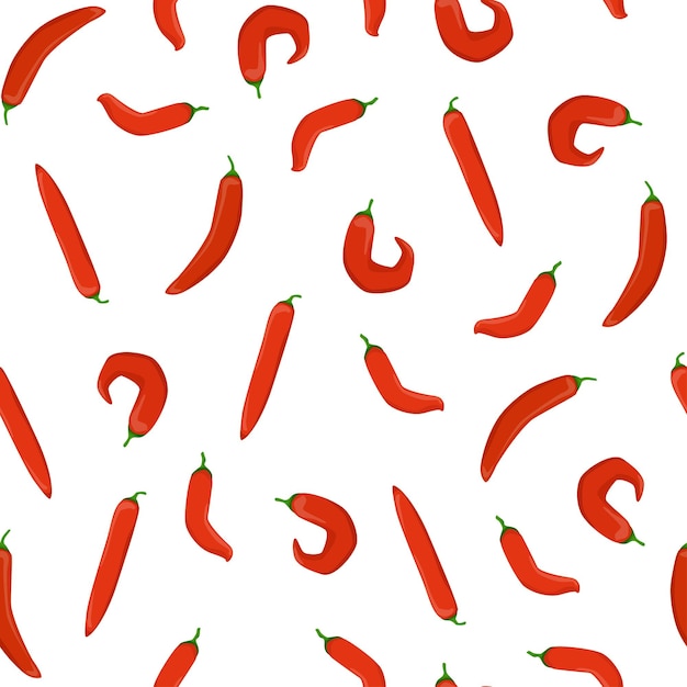 Vector laconic seamless pattern of hot mexican red chili peppers