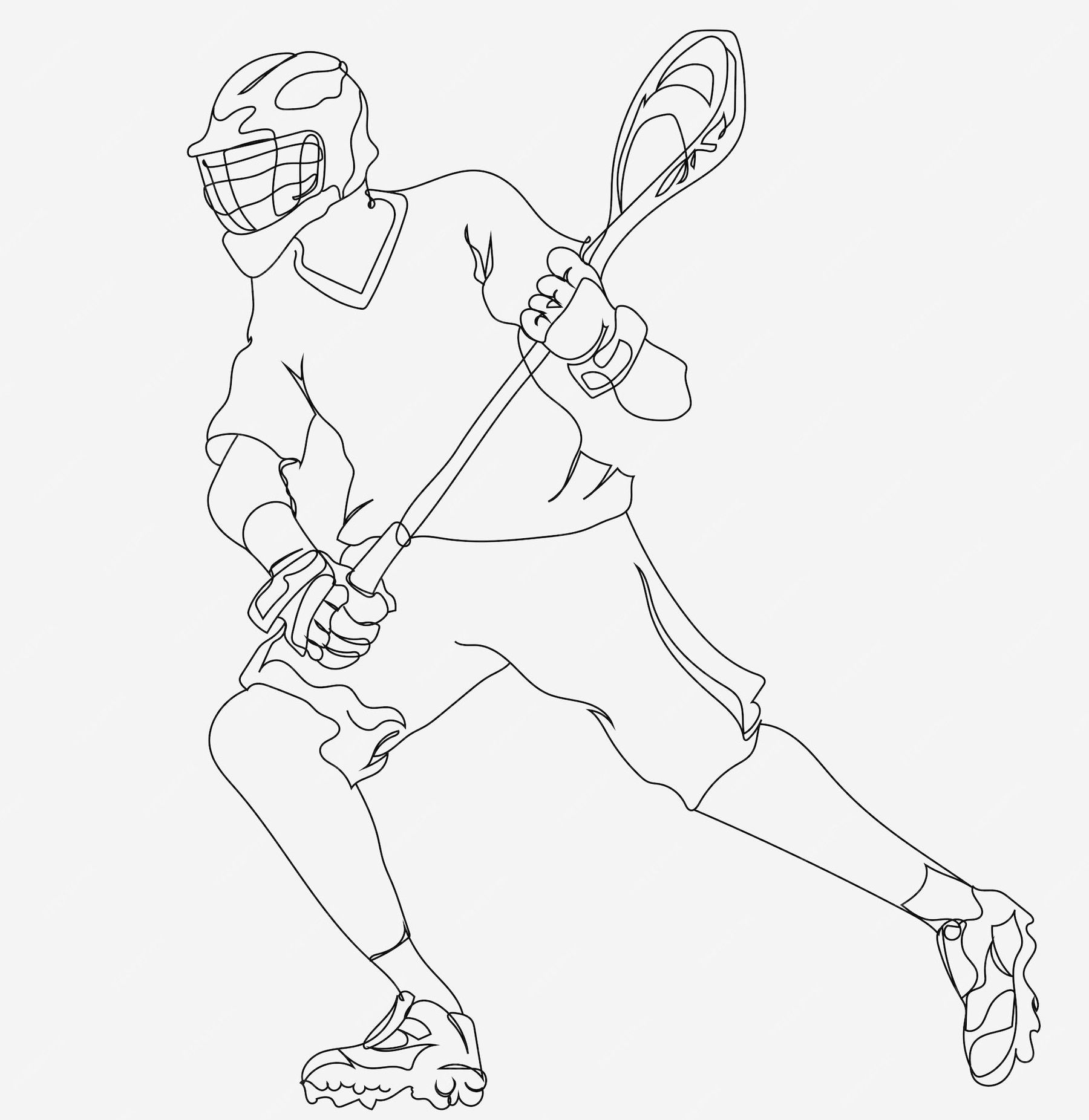 Premium Vector | Lacrosse line art, sport outline drawing, simple ...