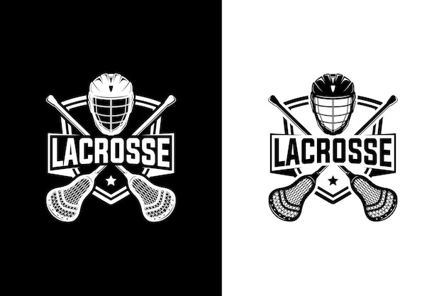 Il modello del logo della squadra di lacrosse è un'illustrazione grafica vettoriale sportiva