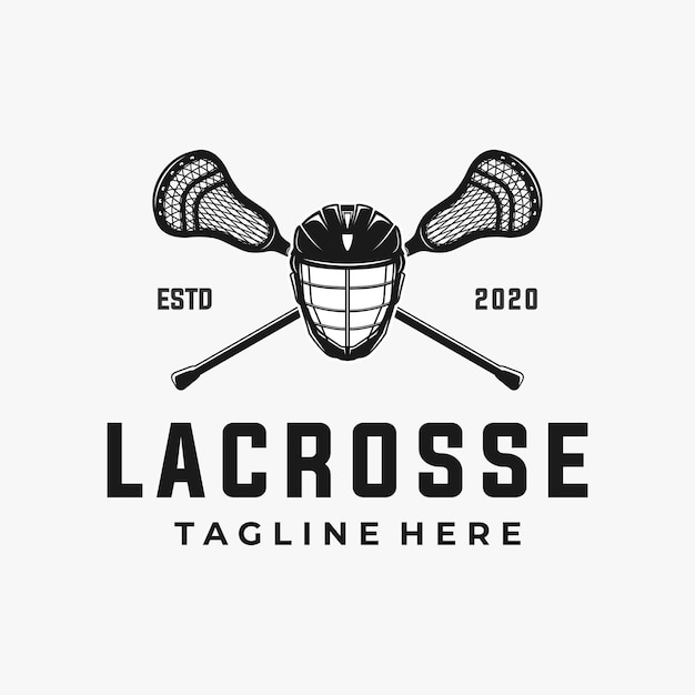 Il modello del logo della squadra di lacrosse è un'illustrazione grafica vettoriale sportiva
