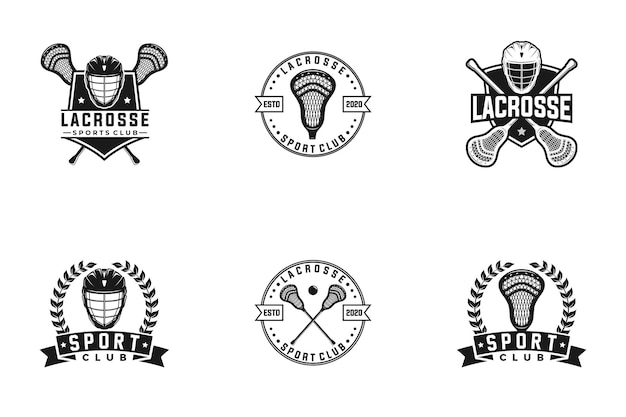 Vector lacrosse team sport logo set template collection