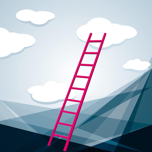 Ladder connected to the cloud,Abstract background design.