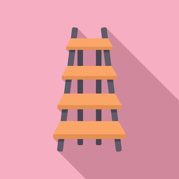 Vector ladder icon flat vector wood construction wooden stair