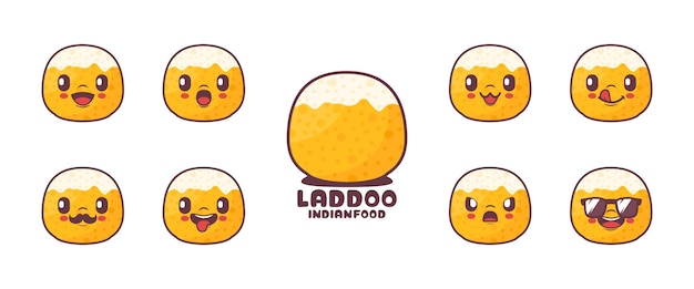 Laddoo cartoon Indiaas eten vectorillustratie