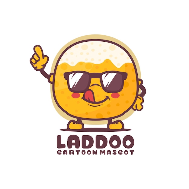 Illustrazione di vettore di cibo indiano della mascotte del fumetto di laddoo