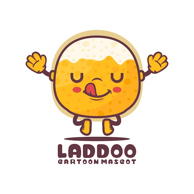 Laddoo cartoon mascotte Indiaas eten vectorillustratie