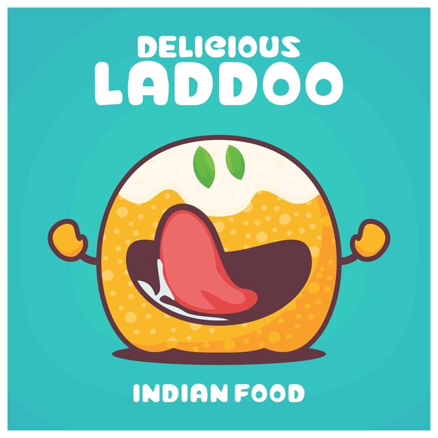 전통적인 인도 음식의 Laddoo 만화 벡터 일러스트 레이 션