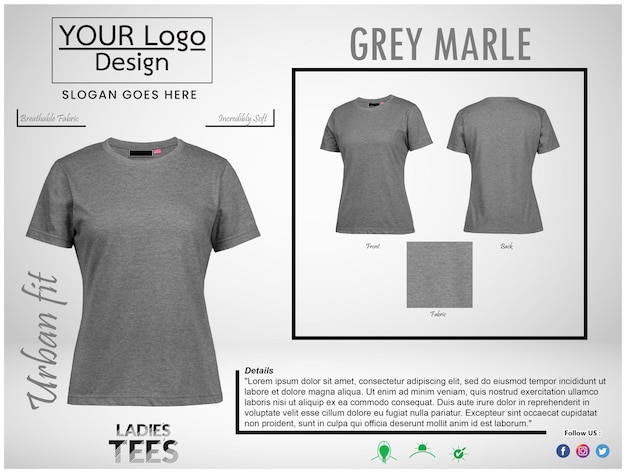 Vector ladie's tee's grey marle