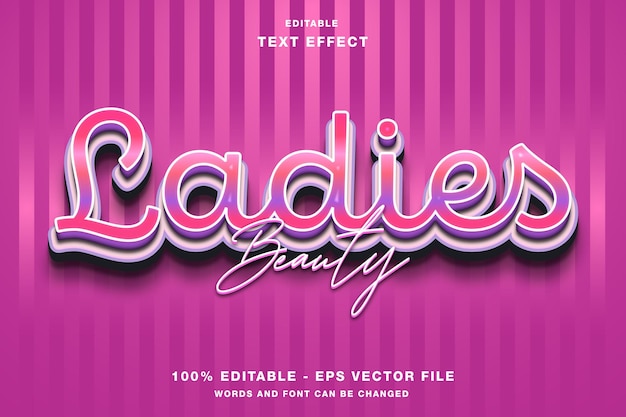 Vector ladies beauty editable text effect