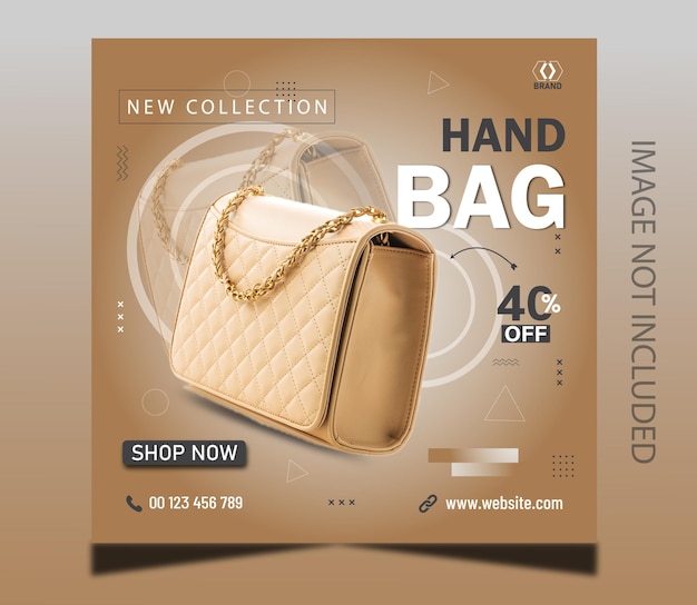 Vector ladies fashion bag social media post design template