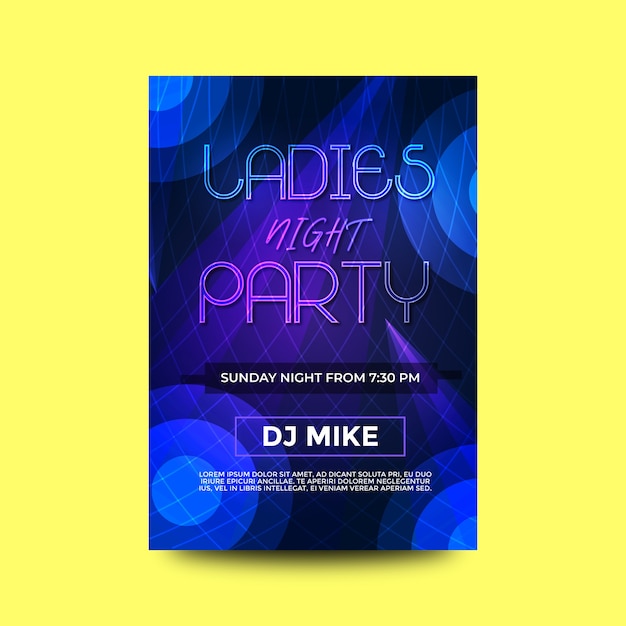 Vettore design di donna night party flyer