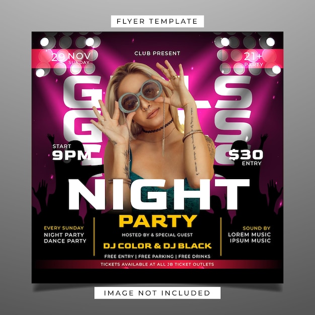 Vector ladies party club flyer template