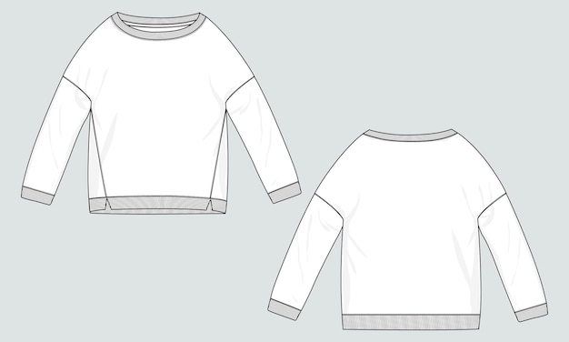 Ladies Sweatshirt fashion flat sketch vector illustration template