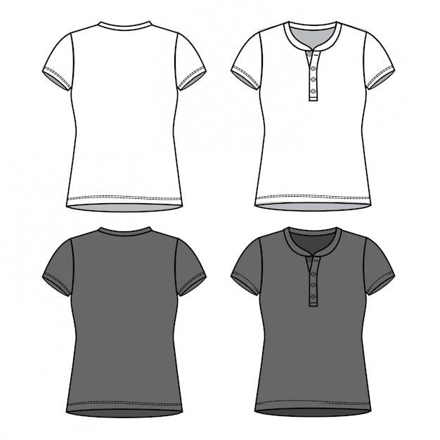 Modello di schizzo piatto moda donna t shirt