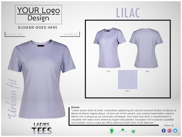 Vector ladies tee's lilac color