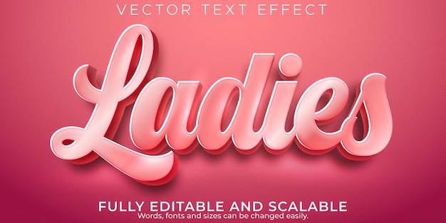 Ladies text effect pink and soft text style