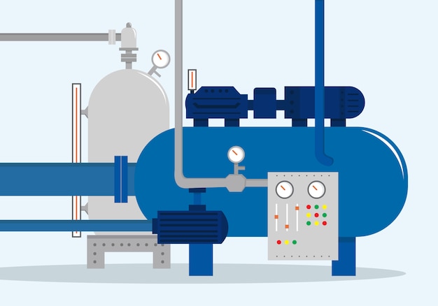 Ladingopslagcomplex, container voor water, gas, chemicaliën en olie. vectorillustratie, vlakke stijl.