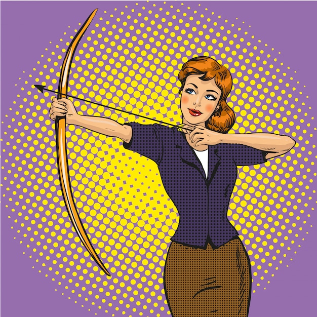 Lady archer in stile pop art