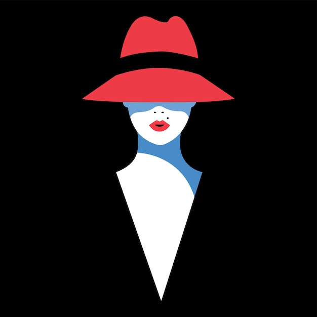 lady in black with red hat