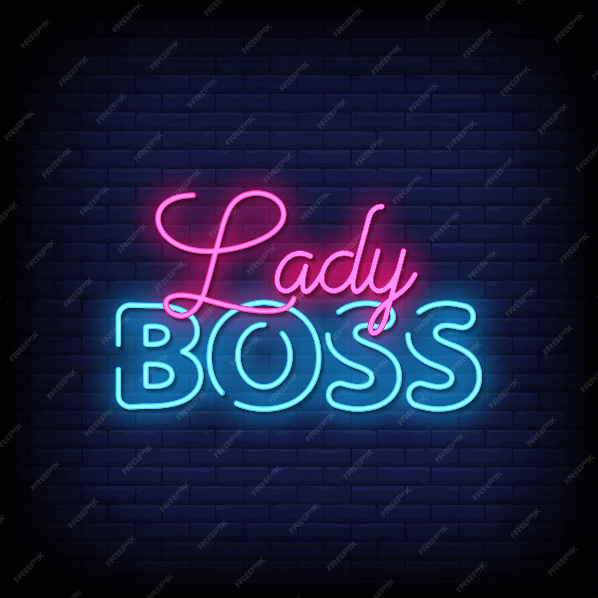 Premium Vector | Lady Boss Neon Signs Style Text