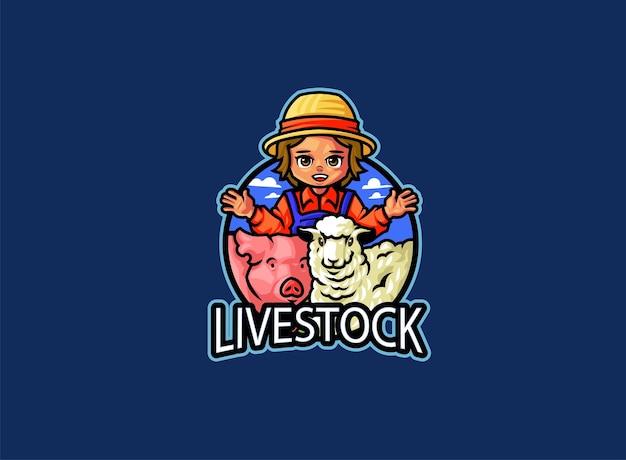 Vector lady farmer logo design