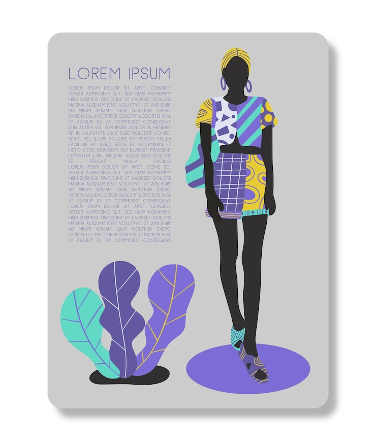 Vector lady fashion poster design template. minimalistic style vector illustration.
