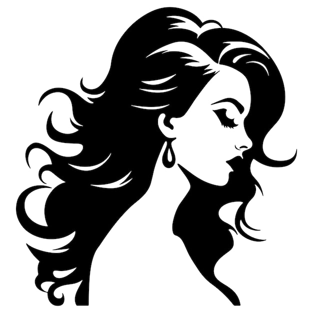 Lady head silhouette Woman head silhouette vector