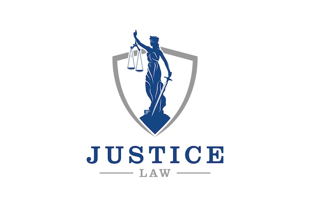 Vettore lady justice justitia dea logo per avvocato e legge silhouette moderna minimalista statua ic nero