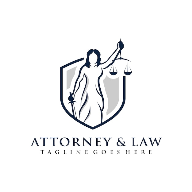 Vector lady law logo concept with shield element attorney justice design template